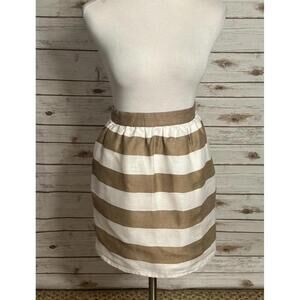 Cynthia Rowley tan/white striped linen bubble skirt Size 10